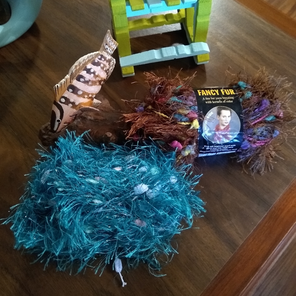 2 Lion Brand Fancy Fur Yarns